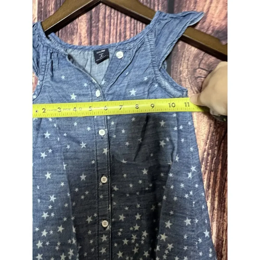 Gap Kids Girls Sz 4 Blue Denim Dress Stars Summer Spring 4th July